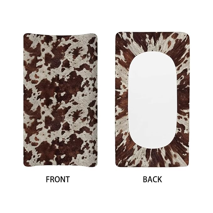 Brown Wild Cow Print Changing Pad Cover Baby Nursery Diaper Changing Pad Sheets Soft Breathable Wipeable Diaper Pad Covers for Changing Table 32"x16"