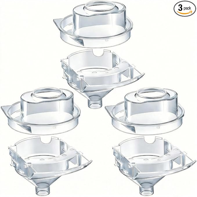 Remerry 3 Sets Replacement Funnel Compatible with Baby Brezza Formula Pro Advanced Replacement Parts Funnel and Cover Compatible with Baby Formula Dispenser, Clear, Easy to Use and Clean