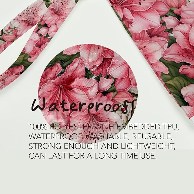 Fokongna Floral Print Wet Bag, Small Portable Waterproof Multi-Functional Organizer for Women, Pink Lilies, Ideal for Daily, Beach & Travel