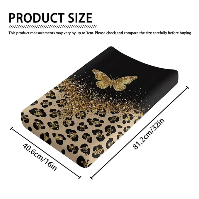 Butterfly Baby Changing Pad Cover Leopard Print Diaper Changing Pad Cover Black Changing Pad Cover Girl Home Decoration