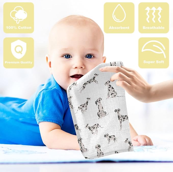 vvfelixl Baby Cotton Washcloths Great Dane Dog Infants Bath Towel for Unisex Face Towels for Newborn, Natural Baby Wipes Delicate Skin, 11.8 X 11.8 inch, one sizex3