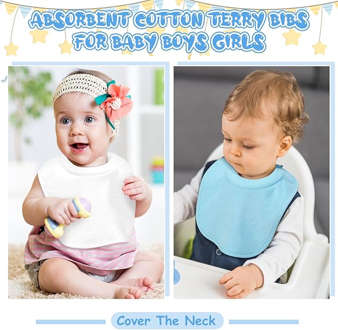 Twistover Newborn Bibs Feeding Bibs for Drooling and Teething Comfy Neck Baby Bib with Padded Absorbent Collar