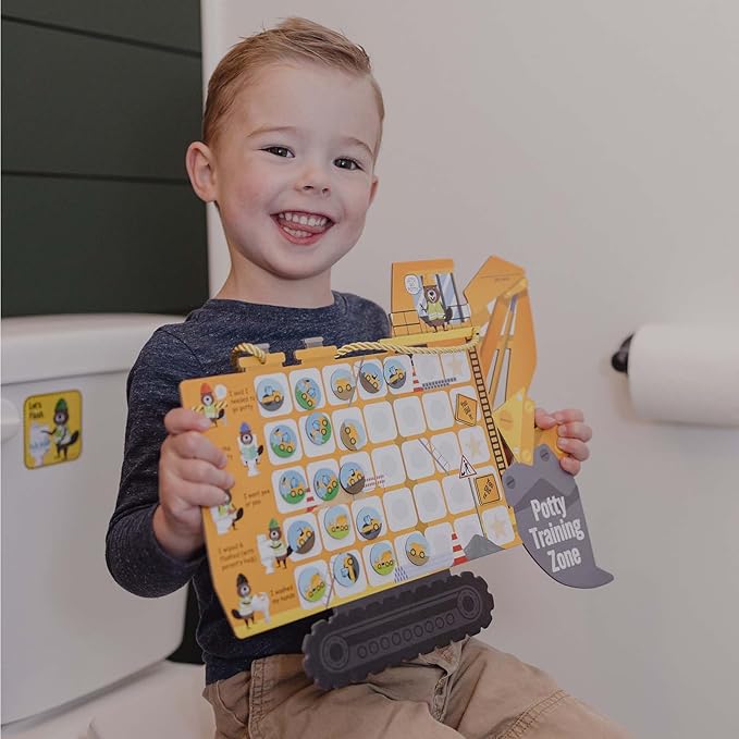 Potty Training Chart with 35 Stickers, 3 Reminder Stickers and Crown for Toddlers Boys and Girls - Potty Training Rewards for Kids - Tractor