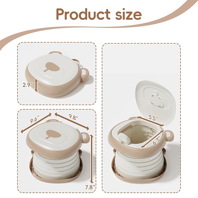 Travel Potty Seat for Toddler，Foldable Car Potty for Toddler, Portable Toilet Seat for Kids with Potty Liners, Absorbent Pads, Portable Potty Seat for Toddler Travel, Camping And Outdoor Use