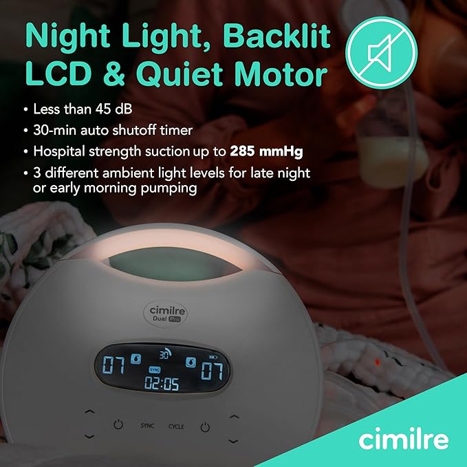 S7 Dual Pro Rechargeable Breast Pump by Cimilre, Customizable Pump Sessions w/Dual Motors, Multiple Cycle Speeds, & Hospital Strength Suction Levels, Double Electric Breast Pump