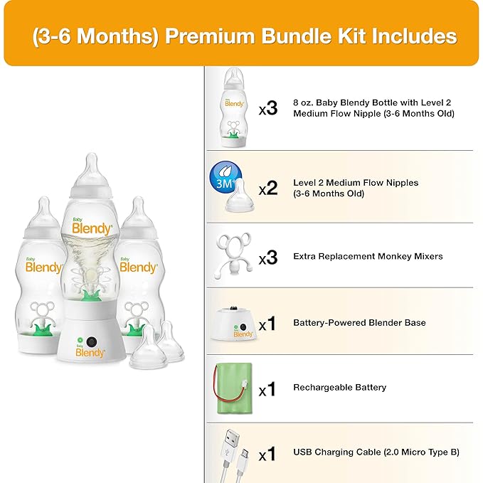 Baby Bottles - Best Infant to Toddler Milk Feeding Containers with Anti-Colic | Air Vent System - with Blender Mixer for Babies Newborns Infants Toddlers | (3-6 Months) Premium Bundle