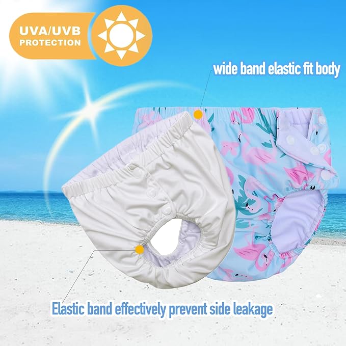 Baby Newborn Reusable Swim Diapers Infant Unisex Washable Swim Diaper Toddler Swimming Diapers Flamingo, 6-18 Months