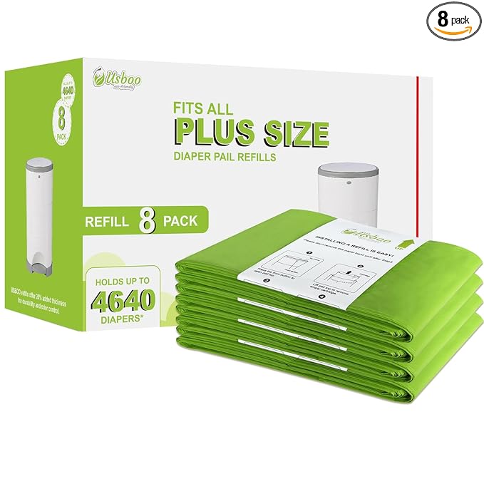 USBOO Refills Compatible with Dekor Plus Diaper Pail | 8 Pack | Disposable Diaper Pail Refill | Extra Thickness | Diaper Trash Bags | Cherry Blossom Scented | Holds up to 4640 Diapers