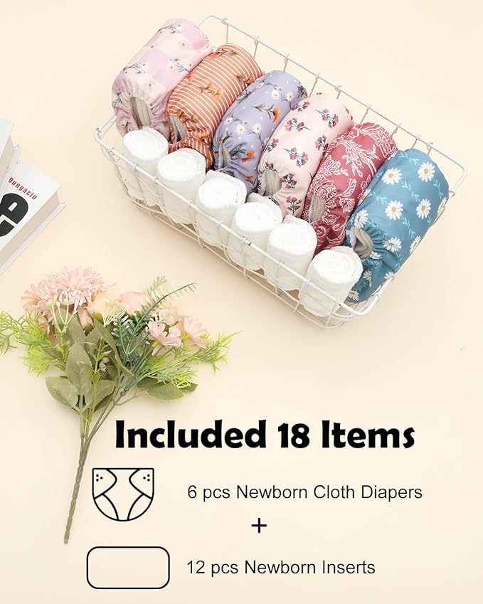 ALVABABY Baby Pocket Newborn for Less Than 12pounds Baby Snaps Cloth Diapers Nappy 6pcs with 12 Inserts 6SVB130