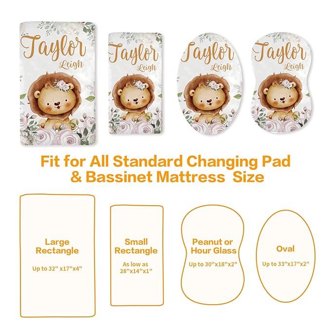 Custom Changing Pad Cover Set - Jersey Knit Comfy CozyUltra Soft Unisex Diaper Changing Table Covers with Personalized Name for Baby Boys Girls - Waterproof Ultra Soft 4 Pcs Set Style09