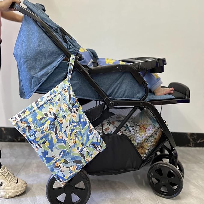 Wet Bag,2 pack Baby Wet Dry Cloth Diaper Bags,Waterproof Washable, Reusable for Travel, Stroller, Pool,Beach, Wet Swimsuits,Dirty Gym Clothes, Toiletries, Toys,Mommy Bag 2WB19