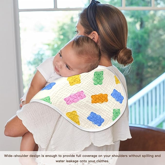vvfelixl Colorful Gummy Bears Burp Cloths for Baby Boy Girls Baby Washcloths Burp Rags 1 Pack