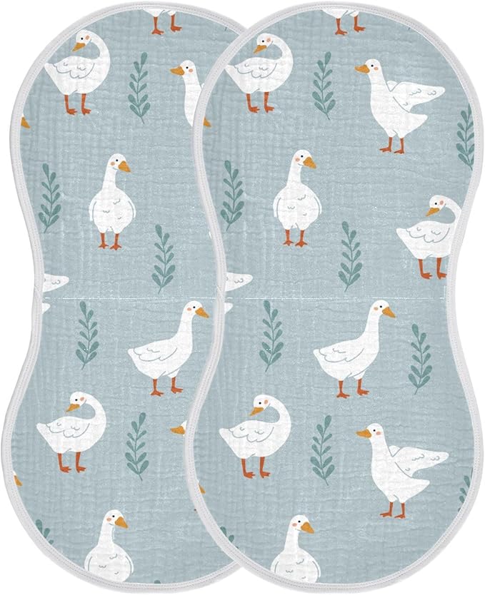 vvfelixl Baby Burp Cloths White Gooses Baby Newborn Cotton Burping Cloths Set Baby Washcloths 4 Pack