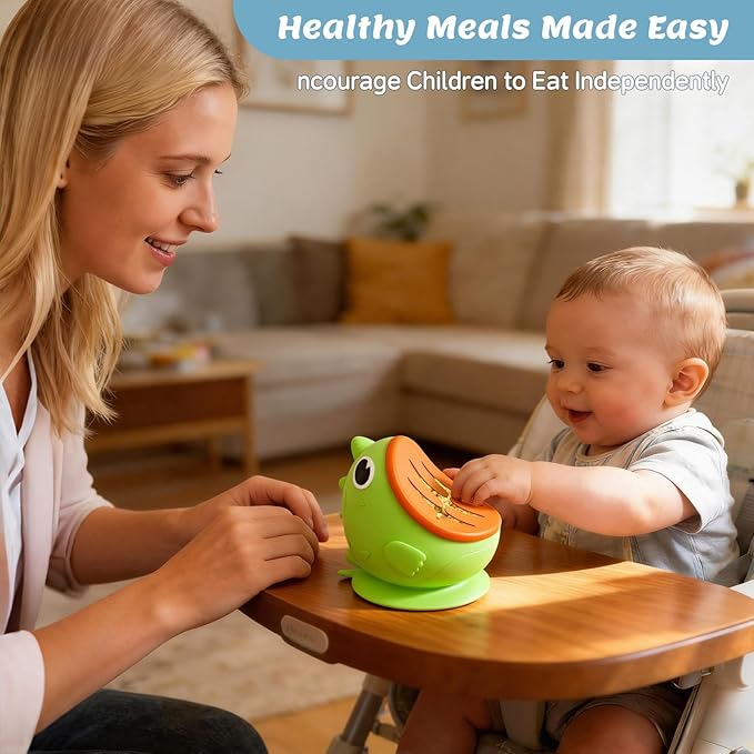 Silicone Baby Bowl,Spill Proof Snack Cups for Toddlers Detachable with Suction Cup Base and Safety lid, Non-BPA Food-Grade Silicone Safe Quality