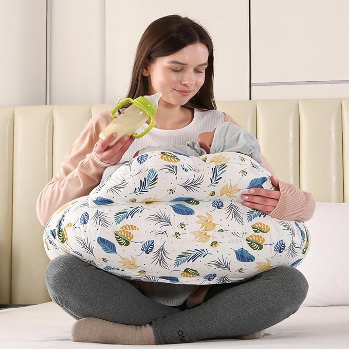 BATTOP Nursing Pillow for Breastfeeding - More Support for Mom, Feeding Pillow with Removable Cover and Adjustable Waist Strap, Plus Size Breastfeeding Pillow