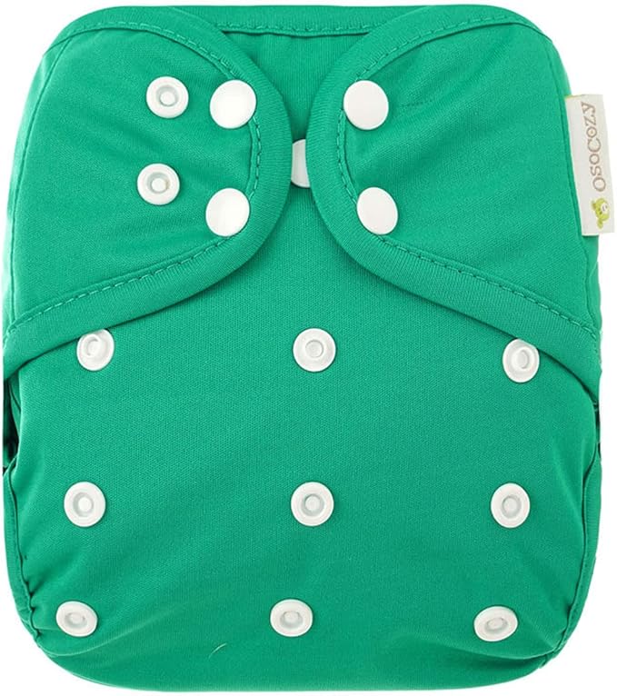OsoCozy One Size Cloth Diaper Covers - Adjustable Snap Fit & Double Leg Gussets for Baby Boys & Girls from 8-35 Pounds. Use with Prefold, Flat or Fitted Cloth Diapers or Snap-in Inserts.