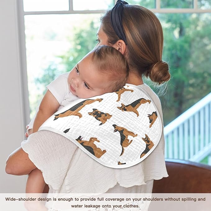 vvfelixl Baby Burp Cloths German Shepherd Dogs Baby Newborn Cotton Burping Cloths Set Baby Washcloths 4 Pack White