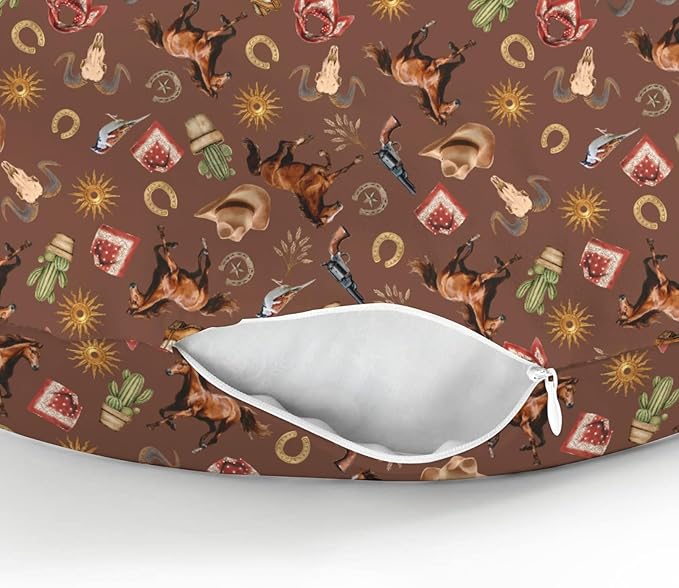 Western Cowboy Baby Nursing Pillow Covers for Boy Girl Vintage Horse Cowboy Boots Hat Cactus Goat Sun Nursery Pillowcase for Breastfeeding Pillows Wild West Soft Stretchy Slipcover for Newborn Infant