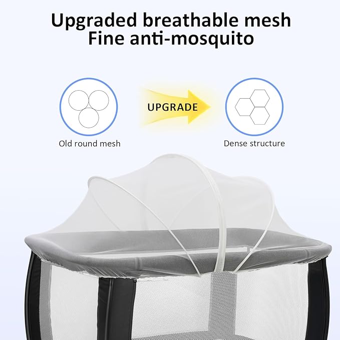 Mosquito Net for Pack n Play, Pack and Play Cover, Travel Crib Net to Keep Cats Out, Crib Tent with 2-Way Zipper for Playpen, Mini Crib, White