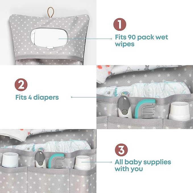 HAMUR Baby Diaper Bag Organizer – Compact & Foldable Stroller Pouch for Newborn Essentials | Travel-Friendly | Fits Boys & Girls (Anchor)