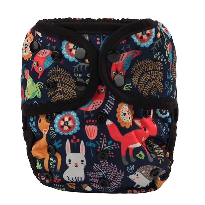 Baby Diaper Cover Nappy One Size 8lbs to 36lbs (Fox Rabbit Owl)