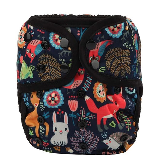 Baby Diaper Cover Nappy One Size 8lbs to 36lbs (Fox Rabbit Owl)