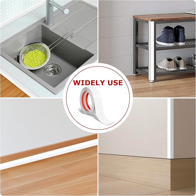 Flexible Wall Corner Protector Moulding Trim Peel and Stick Wall Corner Guards Edge Protector Self Adhesive Molding Trim Strip for Edge Ceiling (White, 2.4 in x 20 Ft)