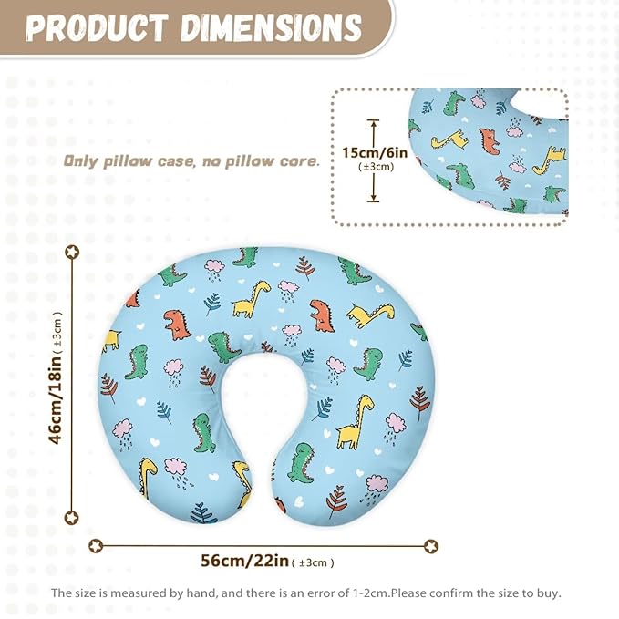 Dinosaur Nursing Pillow Cover for Baby Boys & Girls Nursing Pillow Slipcover for Breastfeeding Moms Fit Original Support Pillow for Breastfeeding and Bottle Feeding