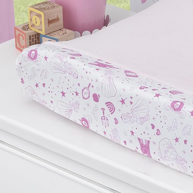 Disney Princess - Dare to Dream Super Soft Pink and White Changing Pad Cover