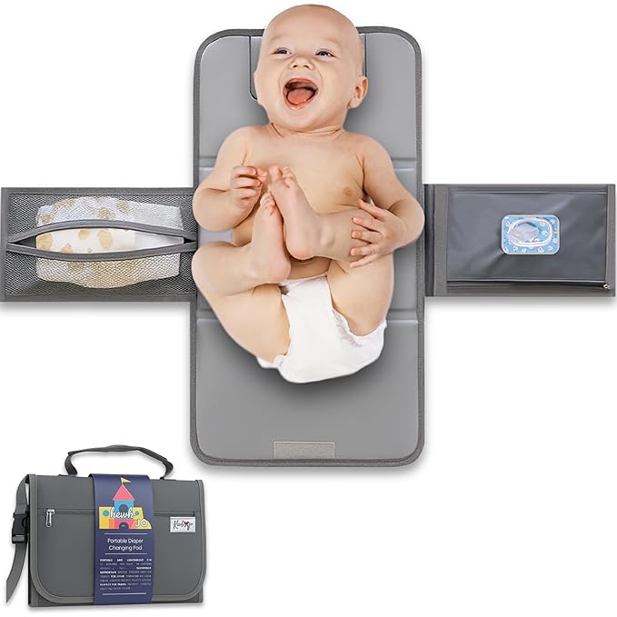 Portable Diaper Changing Pad - Compact Foldable Waterproof Travel Baby Changing Mat, Lightweight On-the-Go Diaper Clutch with Built-in Cushion & Wipe-Clean Surface