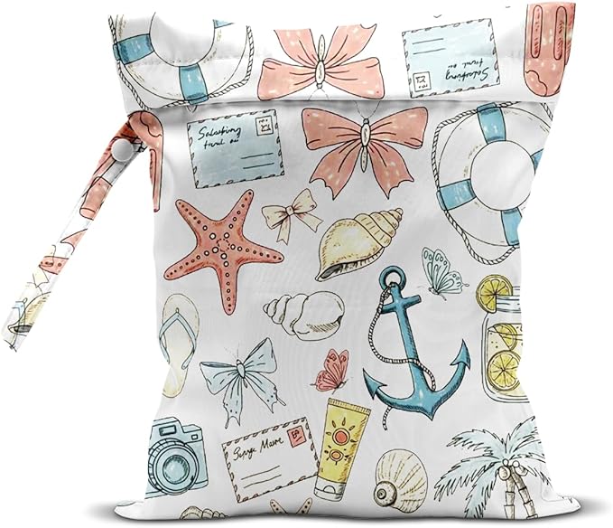 Wet Dry Wet Bag for Swimsuit Towel Baby Travel Cloth Diapers Beach Gym Toiletries Makeup Storage Bag Summer Vacation Essential Holiday Summer Vibes Beach