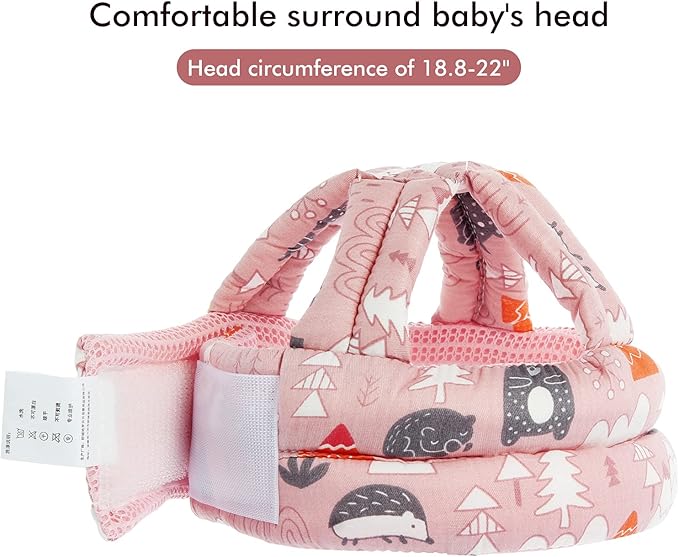Baby Safety Helmet Infant Toddler Breathable & Adjustable Head Cushion Bumper Bonnet for Running Walking Crawling (Pink), BB-1003