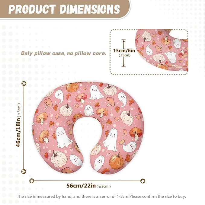 Happy Halloween Baby Nursing Pillow Cover Positioner Super Soft and Safe for Newborn Washable and Stretchy Pillow Cover with Hidden Zipper, 2 Packs