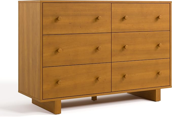 Storkcraft Texas 6 Drawer Dresser (Almond) – GREENGUARD Gold Certified Baby Dresser, Interlocking Drawer System for Nursery & Kids’ Bedroom, Brown Chest for Kids Bedroom, Nursery Storage