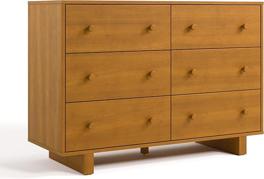 Storkcraft Texas 6 Drawer Dresser (Almond) – GREENGUARD Gold Certified Baby Dresser, Interlocking Drawer System for Nursery & Kids’ Bedroom, Brown Chest for Kids Bedroom, Nursery Storage