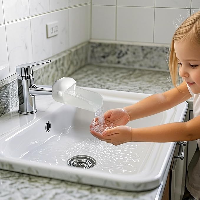 KOMIDK Faucet Extender for Bathroom Sink Faucet Extender for Toddlers Bathroom Sink Kitchen Bathtub (White)