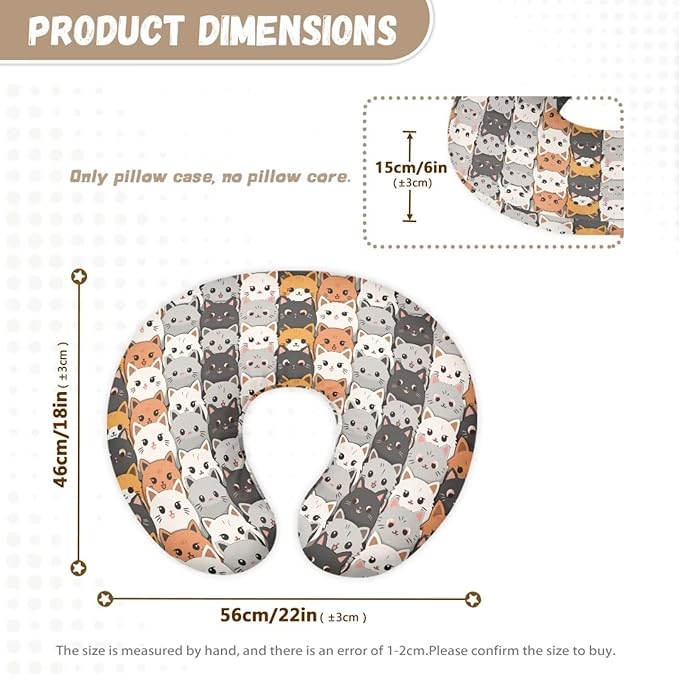 Cute Cat Nursing Pillow Cover for Baby Girls U Shaped Nursing Pillow Case Soft Nursing Covers for Breastfeeding Pillows Fits On Standard Infant Nursing Pillows Grey