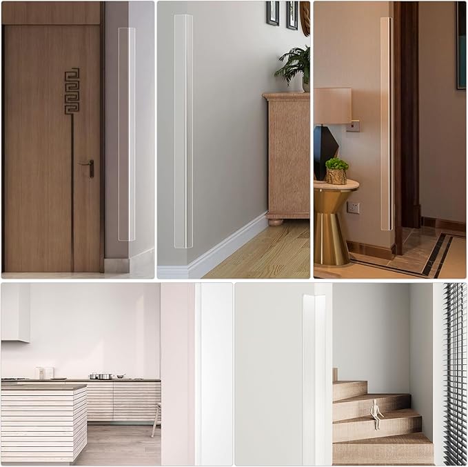 Wall Corner Protector - 2PCS, 16" x3/4" - Self Adhesive Clear Corner Protectors for Walls, Cabinet Doors, Edge Protector Trim; Easy to Install Corner Guards for Walls (40.6cm x 2cm)