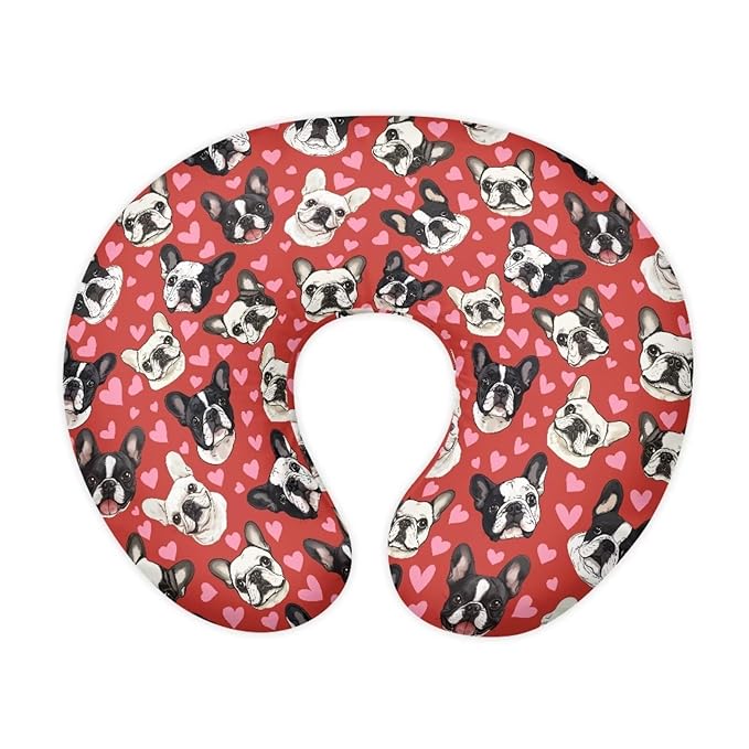 Jeiento Red Love Heart French Bulldog Nursing Pillow Covers Soft and Comfortable Nursing Cover for Breastfeeding Pillow
