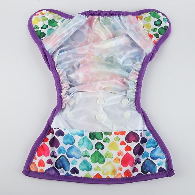 Baby Diaper Cover Nappy One Size 10lbs to 36lbs for Girls (Rainbow Hearts)