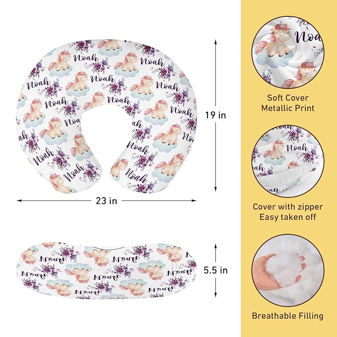 Dyoart Custom Baby Nursing Pillow Cover for Nursing, Animal Theme Removable Nursing Covers for Breastfeeding Pillows, Ultra Soft Comfortable Slipcover for Newborn Baby Boys and Girls