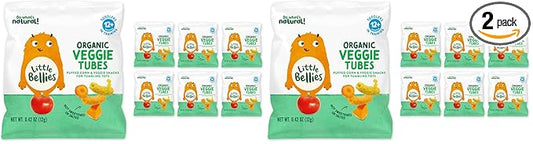 Little Bellies Organic Veggie Tubes Toddler Snack (Pack of 14 x 0.42 oz Individual Packs)