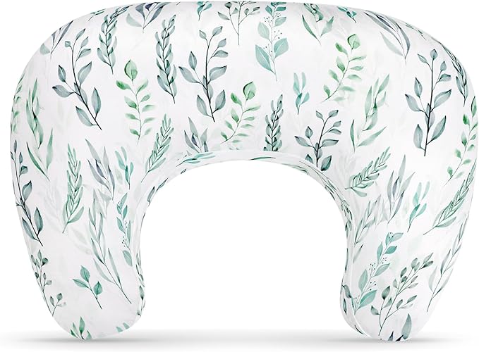 DILIMI Nursing Pillow Cover, Soft Stretchy Nursing Cover for New-Designed Breastfeeding Pillow, Removable Slipover for Baby Boy and Girls, Green Leaf Only Cover