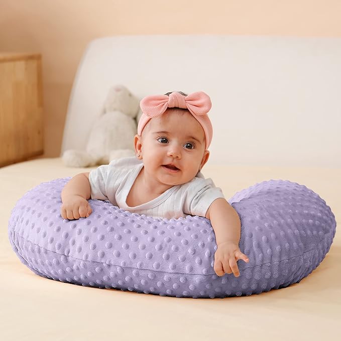 Nursing Pillow Cover Breastfeeding Pillow Cases Plush Dot Slipcover (Orchid)