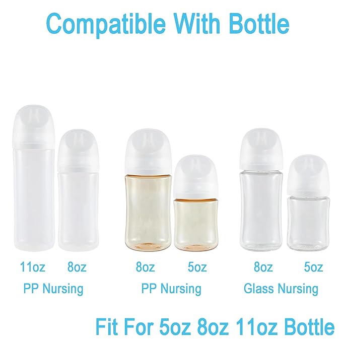 Silicone Nipple Compatible with Pigeon Bottle，Size S，Slow Flow，Fit for 1m+，6Pack