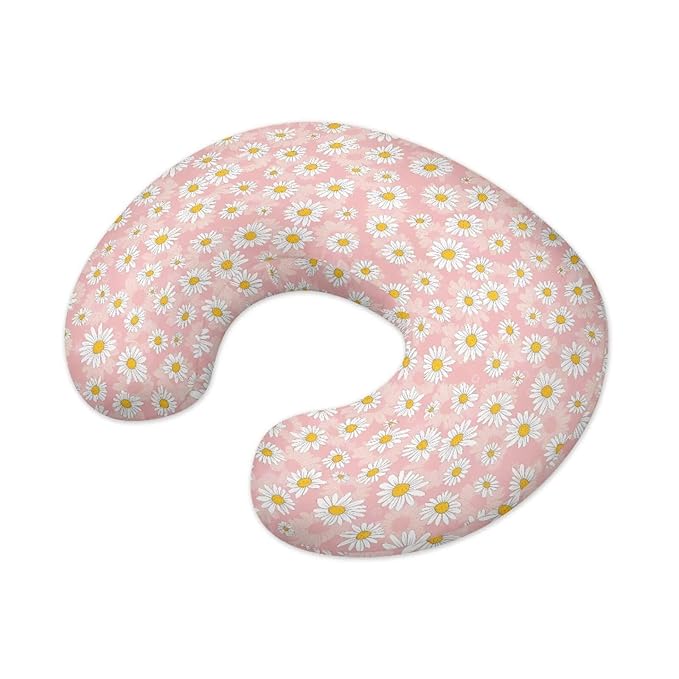 Pink Cow Stripes and Daisy Nursing Pillow Cover for Baby Boy Girl Ultra Soft Comfortable Newborn Nursing Pillow Case Stain Resistant and Scratch Resistant