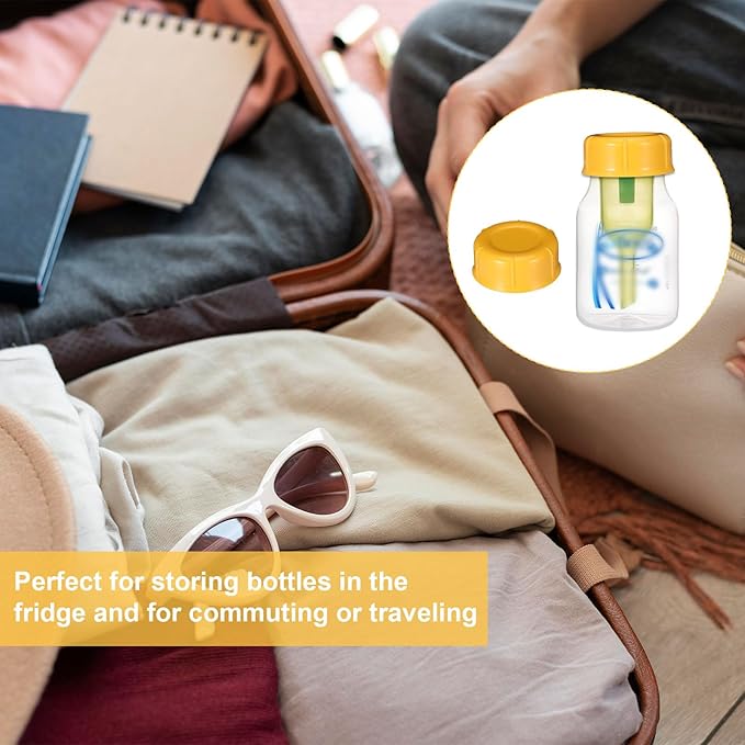 10Pcs Narrow Baby Bottle Caps Compatible with Dr Brown's, Medela, Ameda, Travel Bottle Caps Replacement Parts for Dr Brown, Storage Baby Bottle Lids with Sealing Gasket BPA Free Leak Proof (Orange)