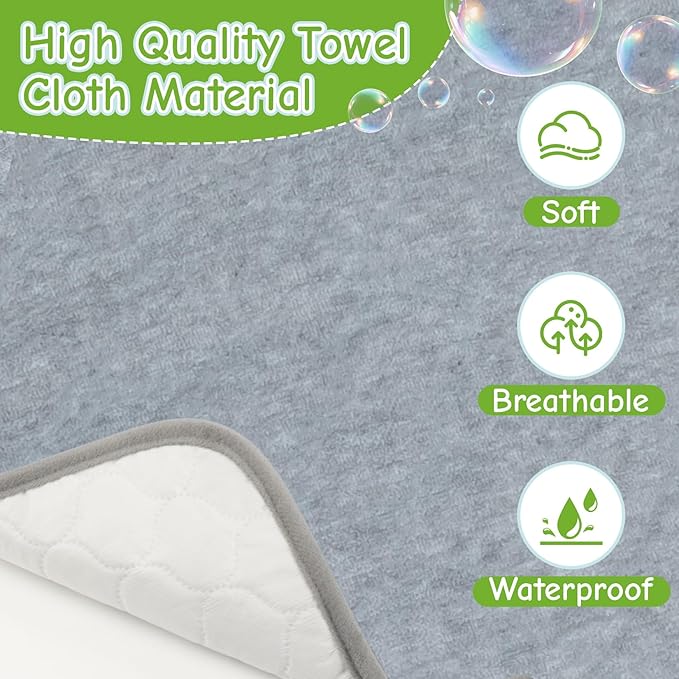 RAINFLOW Portable Changing Pads - Changing Table Liner,2 Pack Reusable Changing Pad Cover Waterproof,14.5"x 26.5" Reusable Table Pads for Travel,Grey