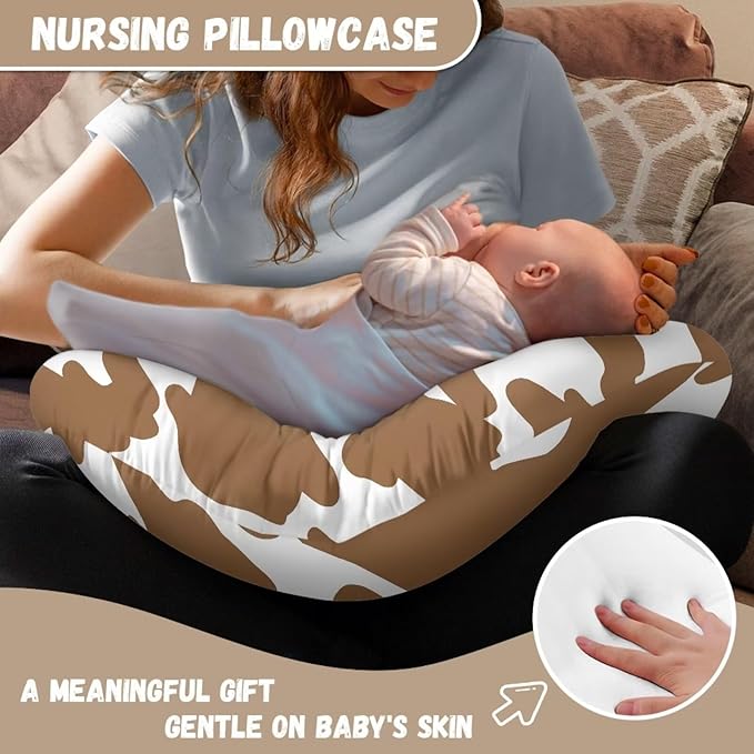 Cowhide Printing Nursing Pillow Cover for Breastfeeding Pillow Cozy Nursing Pillow Slipcovers, Snug Fits Pillow, Perfect Newborn Choice for Mom or Baby Quick Dry