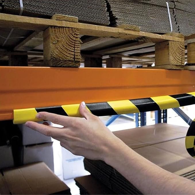 Wall Edge Corner Guards, 78.7in/2m Yellow Black Safety Bumpers, Self-Adhesive Foam Protector Padding, Warehouse Racks, Shelves, Garage & Equipment Protection (1, Yellow+Black, 78.7in/2m)
